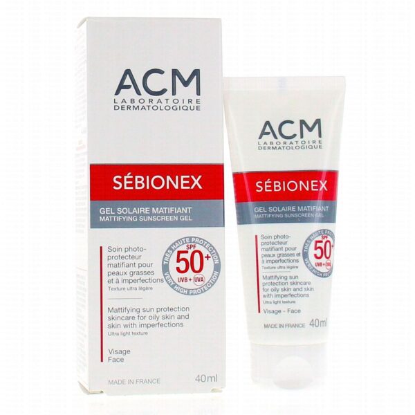 Sebionex Gel Solaire Matifiant SPF50+ visage peaux grasses
